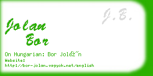 jolan bor business card